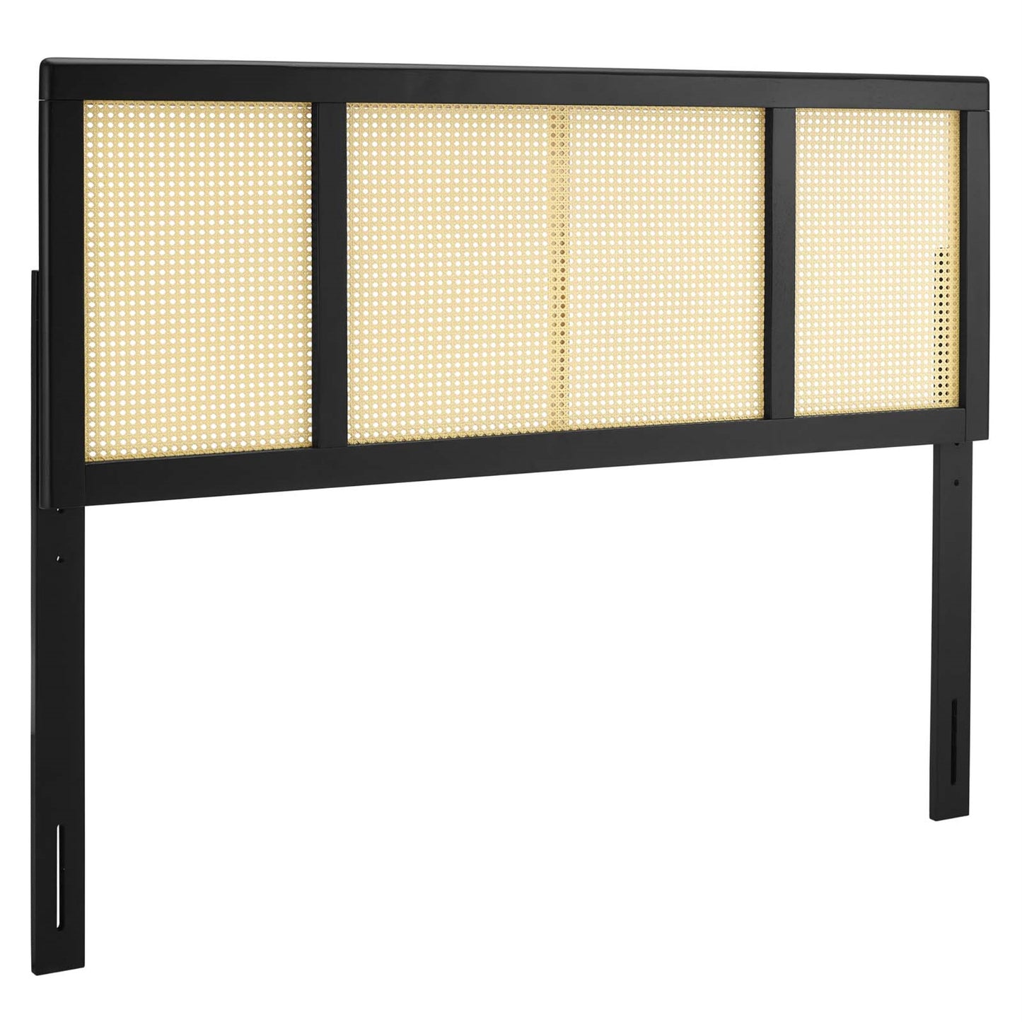 CasaFoyer Delmare Cane Woven Rattan Queen Headboard - Tropical Oasis for Master or Guest Bedroom, Mid-Century Modern Style, Natural Wood Frame, Solid Rubberwood, Easy Assembly.