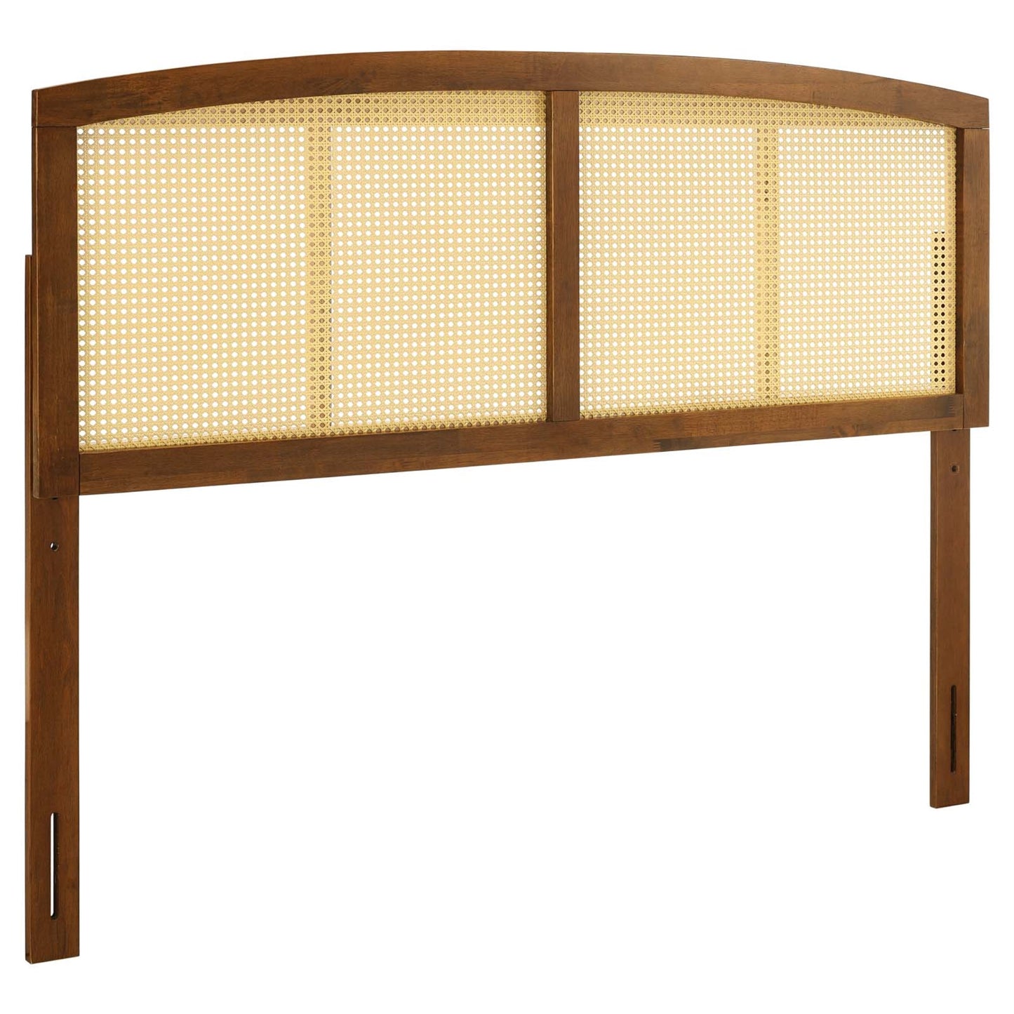 CasaFoyer Halcyon Cane Woven Rattan King Headboard - Serene Island Vibe, Mid-Century Modern Design, Natural Wood Frame, Durable and Customizable - Walnut