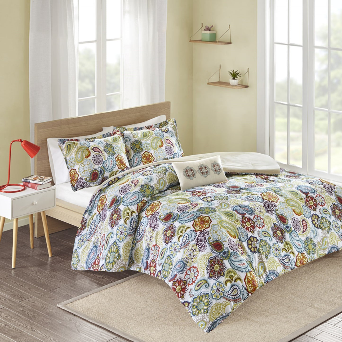 CasaFoyer Comforter Set - Vibrant Paisley Design with Floral Prints and Medallions - Ultra-Soft Microfiber - Machine Washable - Includes Decorative Pillow - Antimicrobial Treatment - Transform Your Bedroom Today!