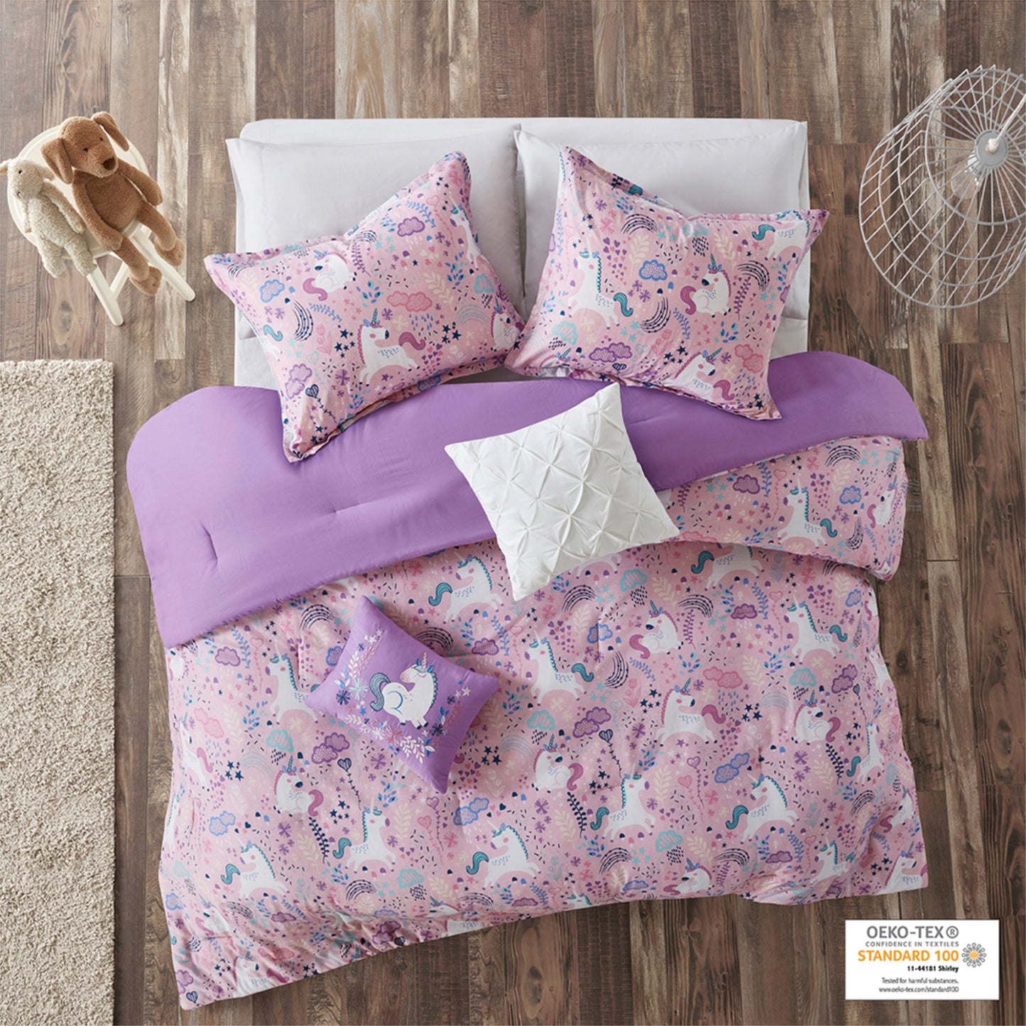 CasaFoyer Unicorn Cotton Comforter Set - Enchanting Bedding with Vibrant Unicorn Print, Machine Washable, OEKO-TEX Certified, Antimicrobial Treatment - Create a Whimsical Haven for Your Child's Bedroom