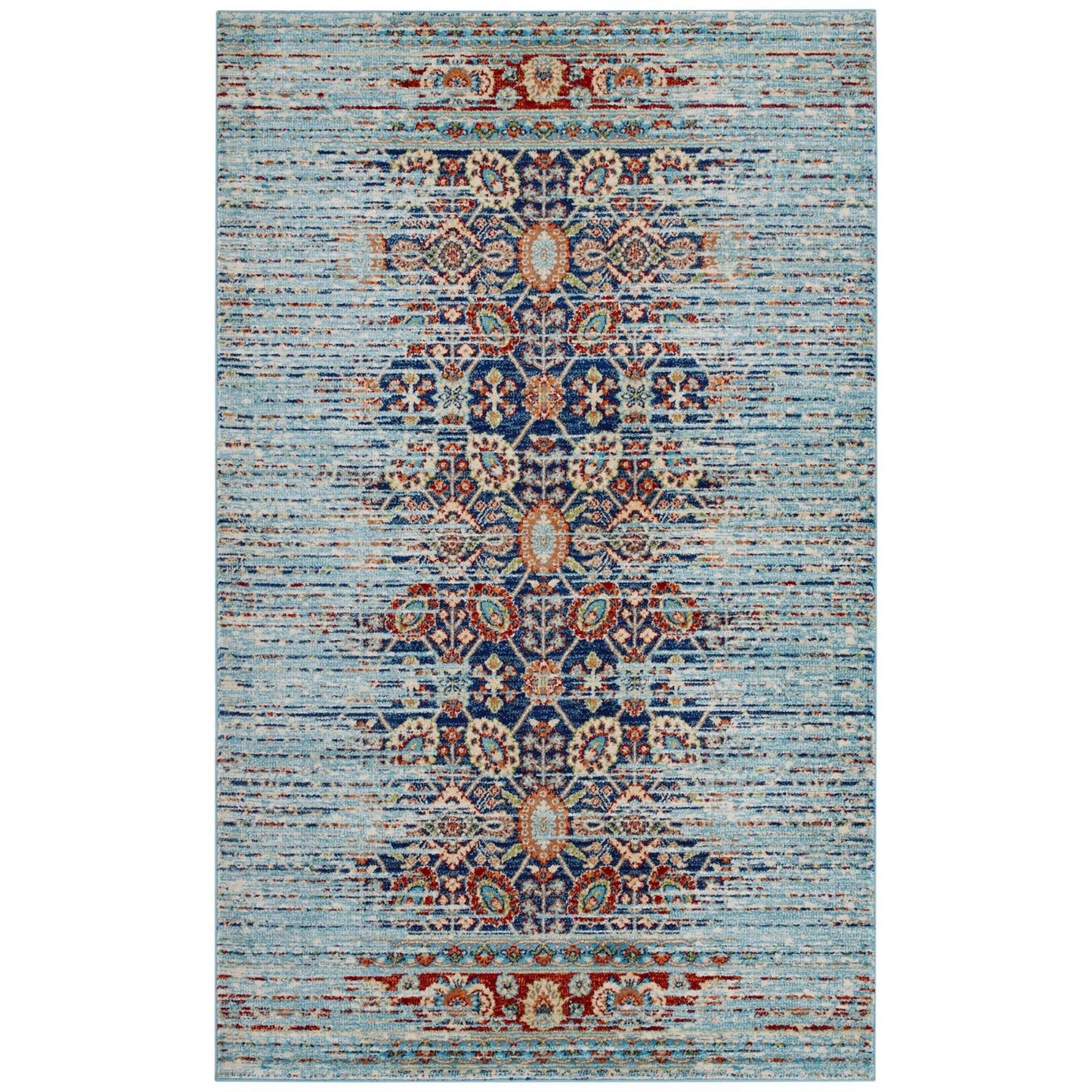 CasaFoyer Naria Distressed Vintage Persian Medallion Area Rug - Durable Machine-Woven Polypropylene - Vintage Oriental Design - Stain Resistant - Easy to Maintain - 5x8 Area Rug