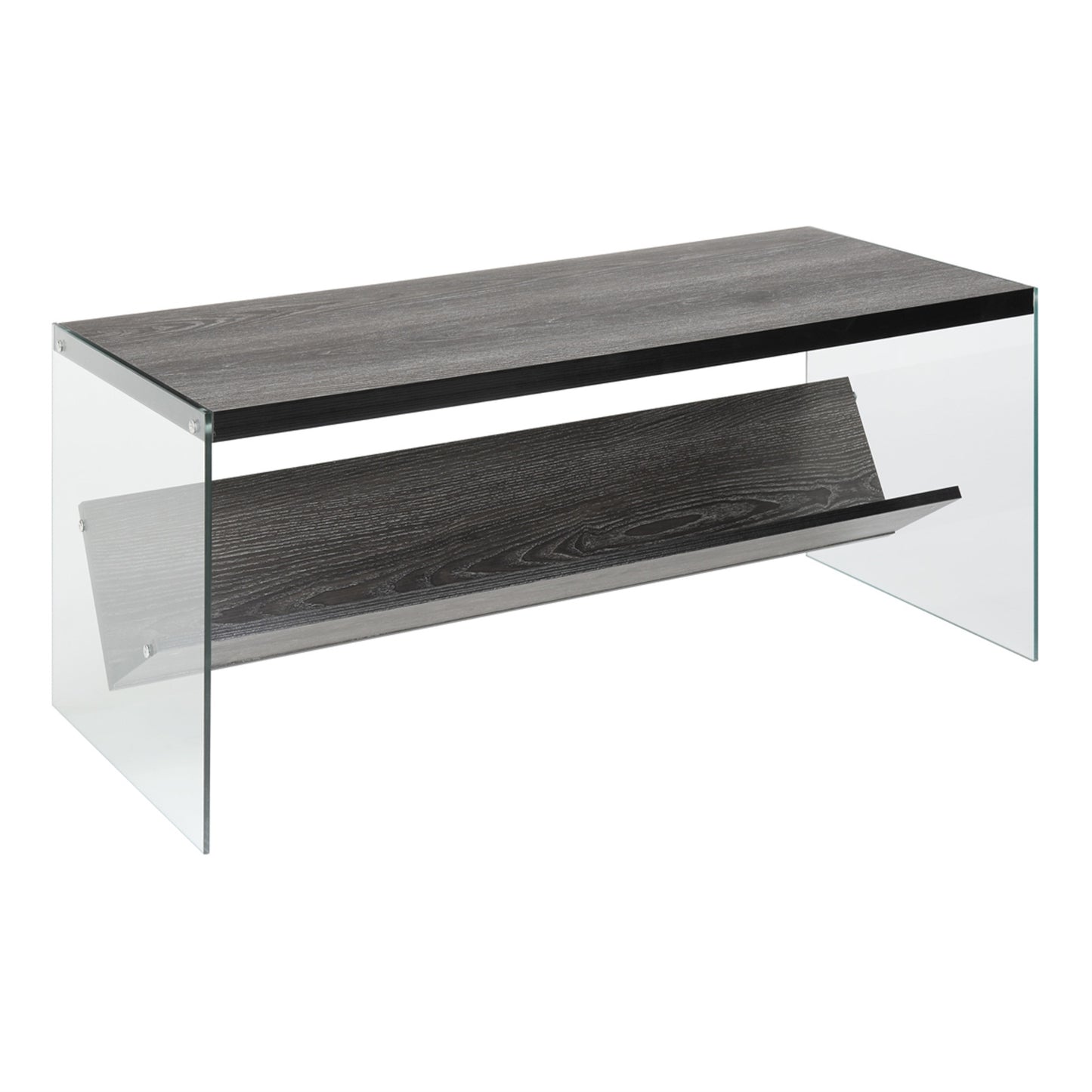 CasaFoyer SoHo Coffee Table with Shelf - Sleek Tempered Glass Sides, Ample Space for Books & Drinks, Durable & Mobile - Perfect for Living Room, Office, or Entertainment Space - Bottom Shelf for Storage - Complete the Look with Soho Collection