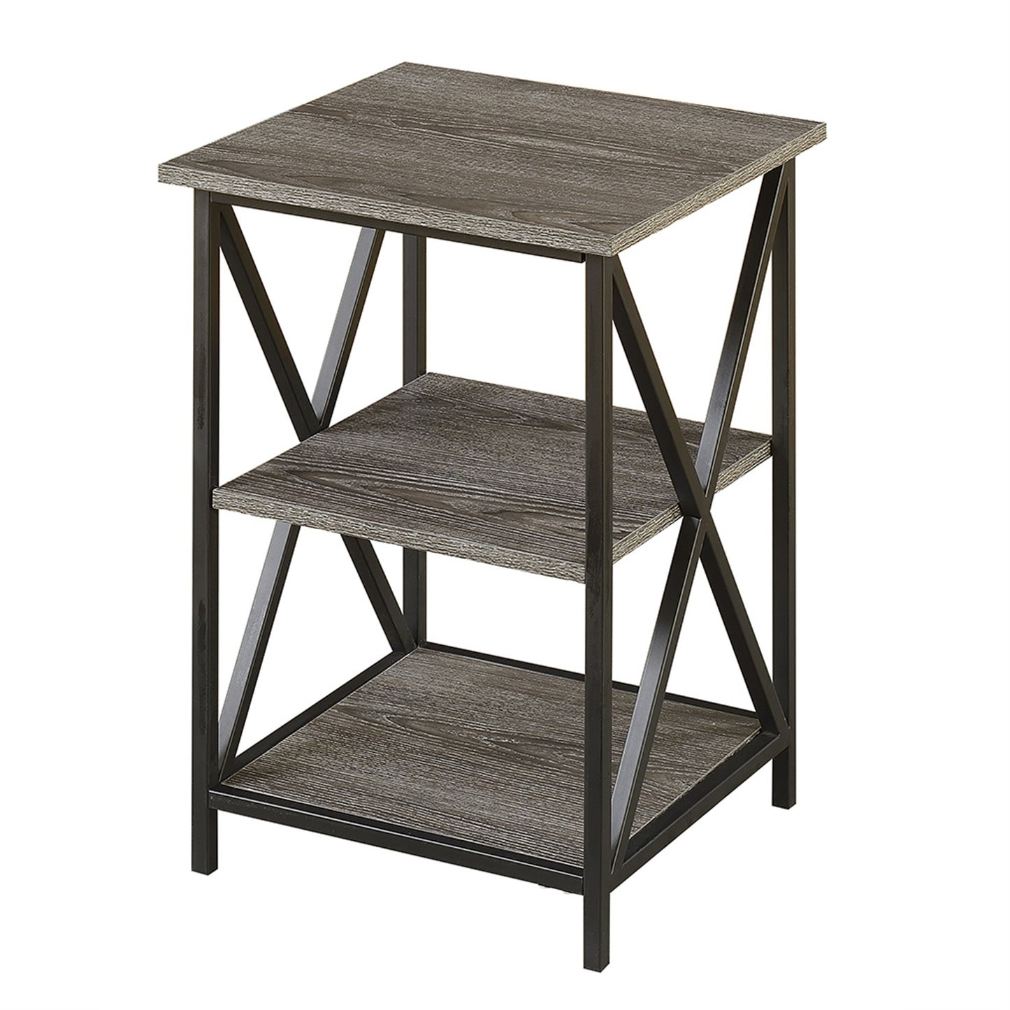 CasaFoyer Tucson End Table with Shelves - Sleek & Contemporary Metal Frame, 3 Open Shelves for Decor & Storage, Durable Construction, Part of Tucson Collection