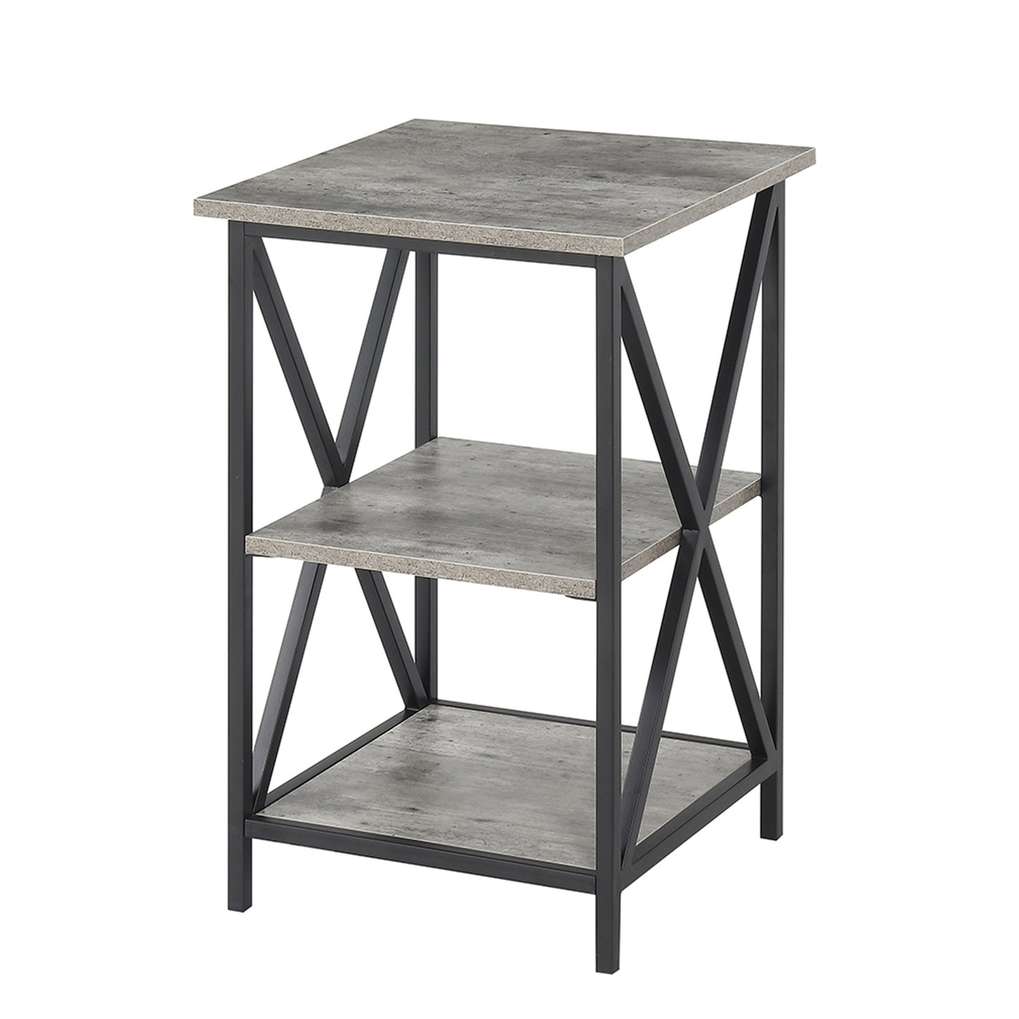 CasaFoyer Tucson End Table with Shelves - Sleek & Contemporary Design, Robust Metal Frame, 3 Open Shelves, Durable Particleboard & Melamine Construction