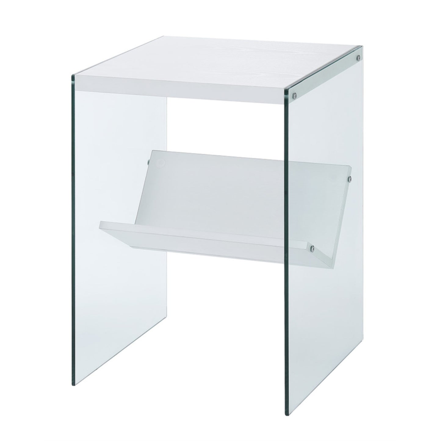 CasaFoyer Sleek and Modern SoHo End Table with Shelf - Tempered Glass Sides - Sturdy Surface Top - Perfect for Essentials - Clear Glass Showcase - CasaFoyer
