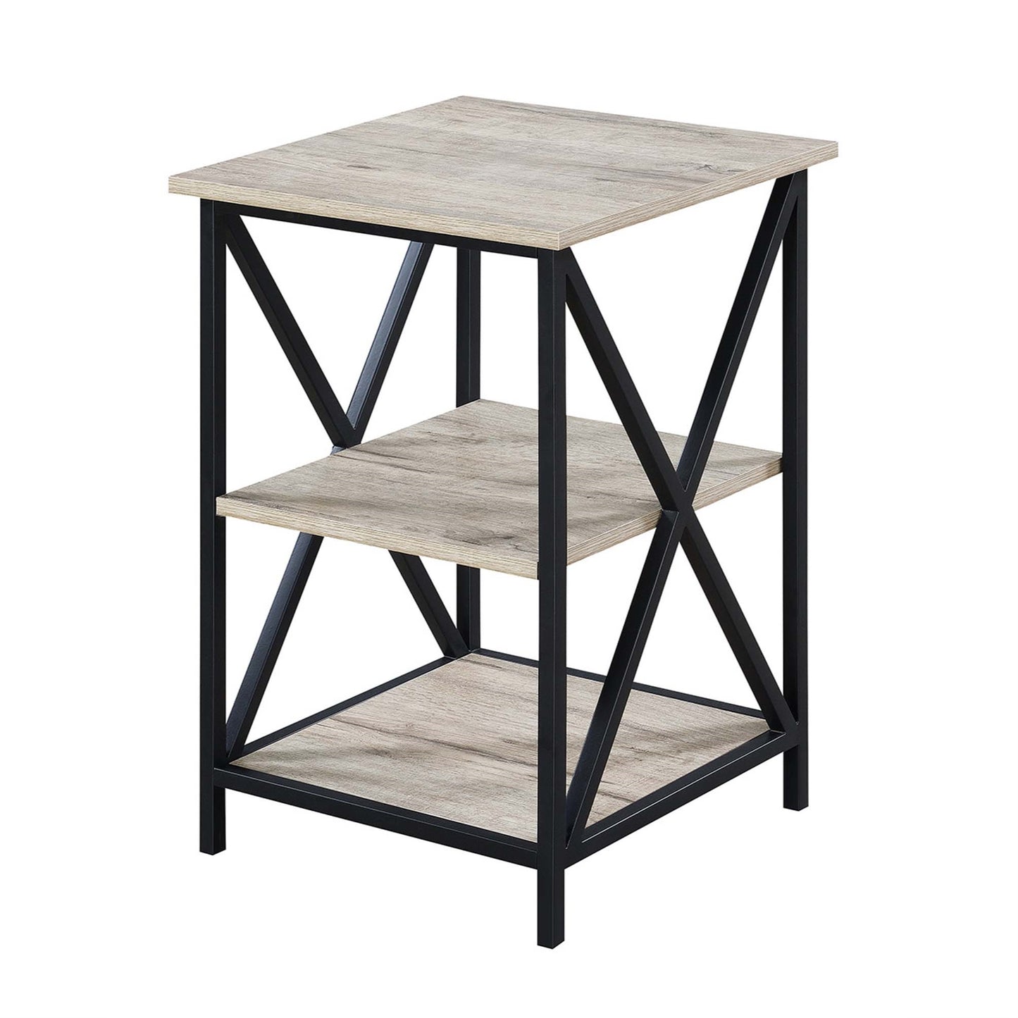 CasaFoyer Tucson End Table with Shelves - Sleek & Contemporary Design, Robust Metal Frame, 3 Open Shelves for Display & Storage, High-Quality Materials, Perfect Addition to Any Living Area