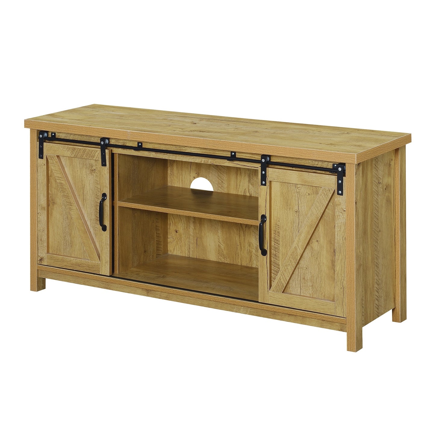 CasaFoyer Blake Barn Door TV Stand - Farmhouse Aesthetic, Ample Storage, Sliding Cabinets, 6 Shelves, Durable Particle Board, Easy Assembly