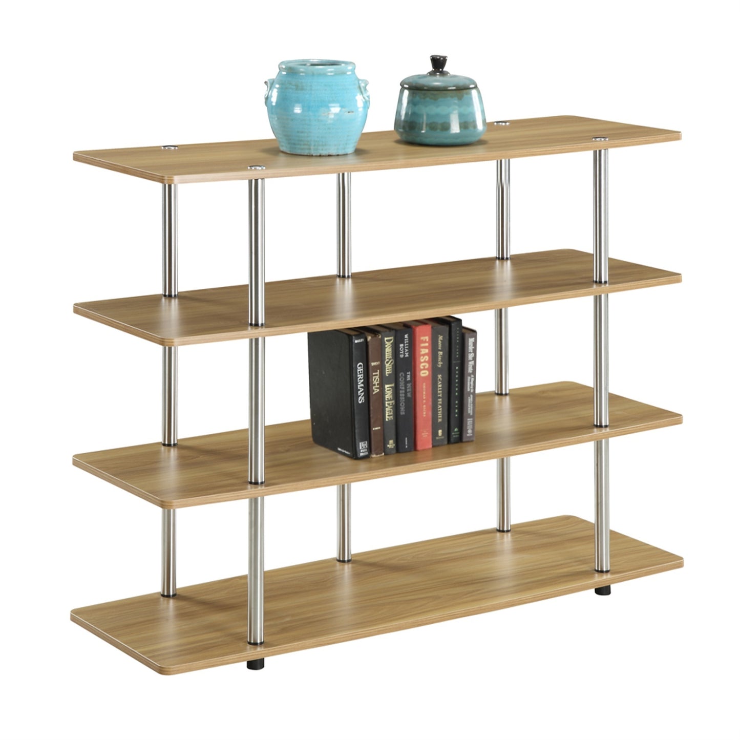 CasaFoyer Designs2Go XL Highboy TV Stand - 4-Tier Shelving, Durable Steel Poles, Rust-Free Assembly - Ideal for Gaming and Movies