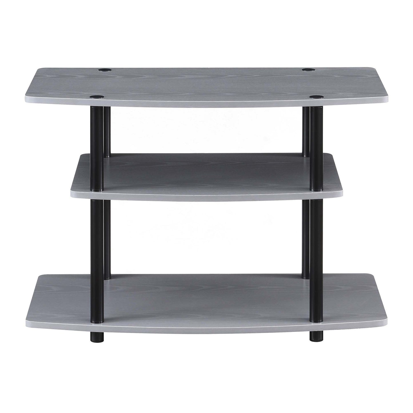 CasaFoyer Designs2Go 3 Tier TV Stand - Modern Open Concept Design, Durable Particle Board and Melamine Shelves, Sturdy Stainless Steel Poles, Easy Assembly