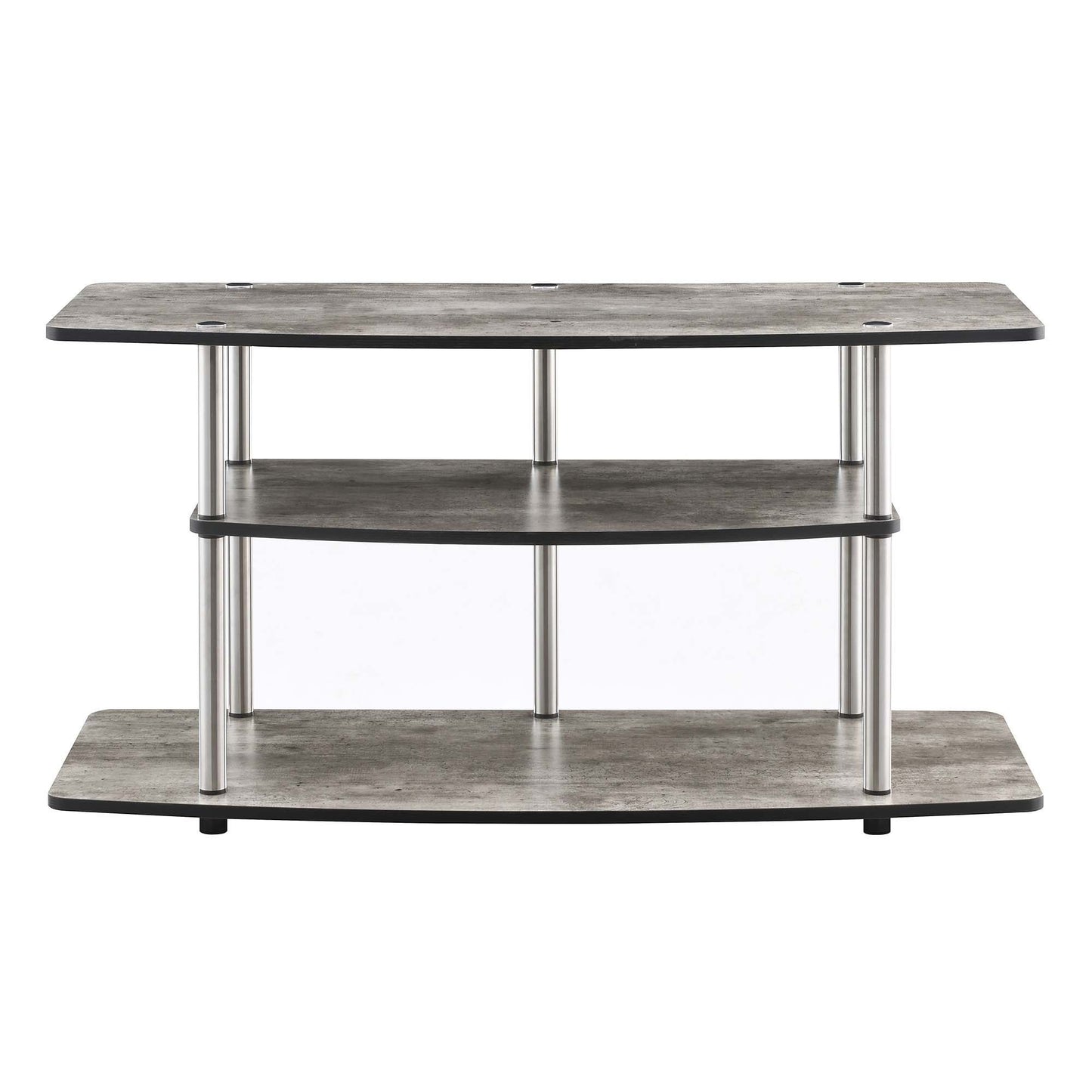CasaFoyer Designs2Go 3 Tier Wide TV Stand - Modern Open Design, Durable Particle Board Shelves, Stainless Steel Poles - Easy Assembly - Enhance Your Home Decor