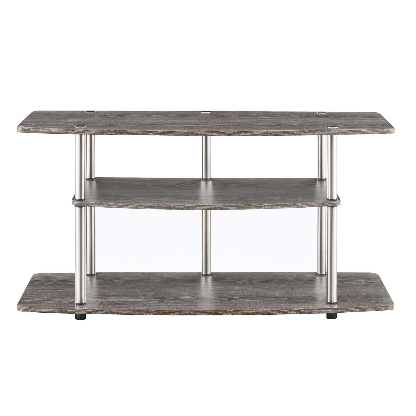 CasaFoyer Designs2Go 3 Tier Wide TV Stand - Modern Open Design, Durable Particle Board Shelves, Stainless Steel Poles, Easy Assembly, Enhance Home Decor