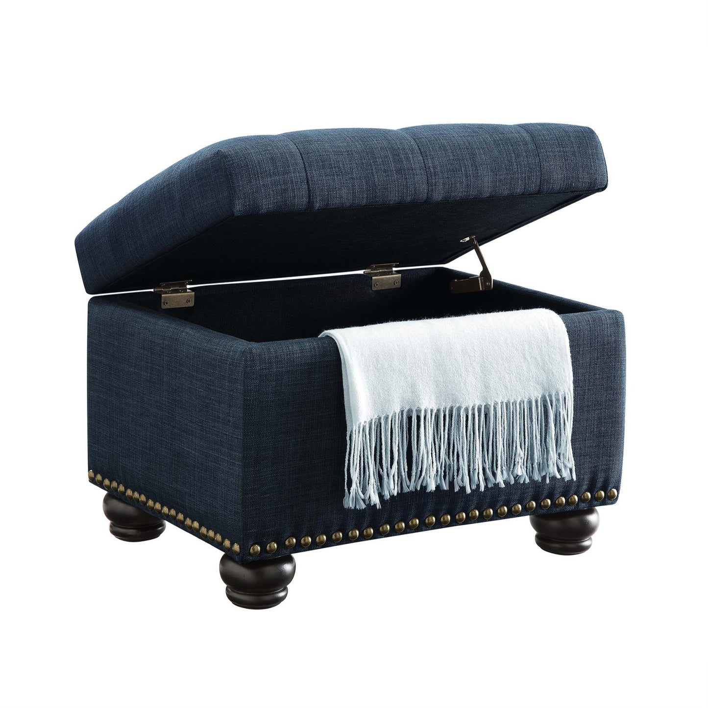 CasaFoyer Designs4Comfort 5th Avenue Storage Ottoman - Stylish & Practical with Button Tufted Lid, Nailhead Trim & Ample Storage Space