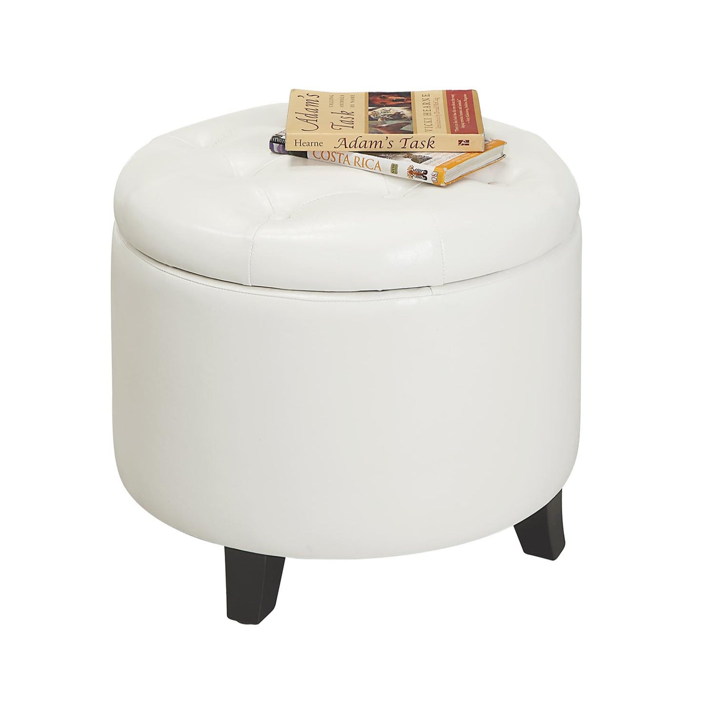 CasaFoyer Designs4Comfort Round Storage Ottoman - Stylish & Functional with Hidden Storage, Chic Tufted Top, Various Finishes.