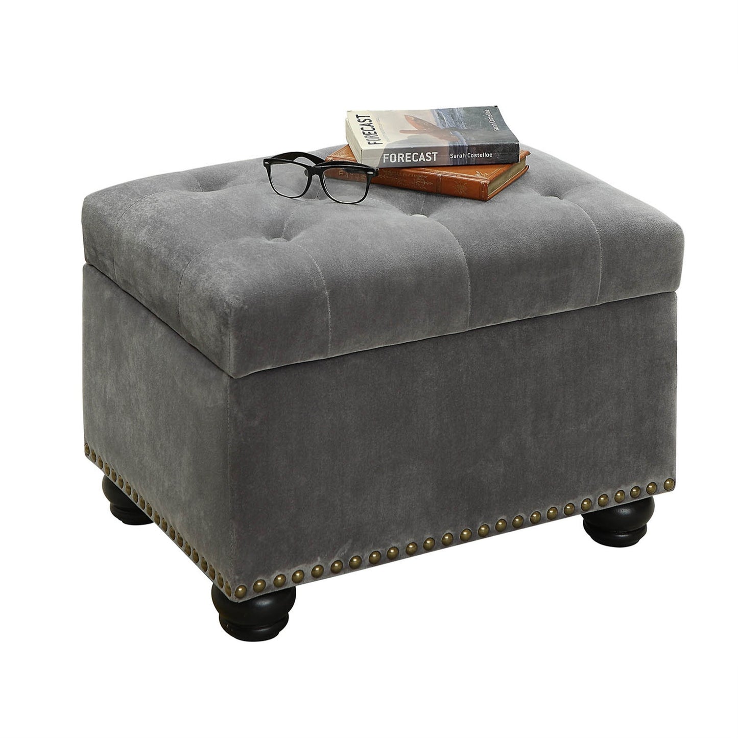 CasaFoyer Designs4Comfort 5th Avenue Storage Ottoman - Stylish & Functional with Button Tufted Lid, Nailhead Trim & Ample Storage Space