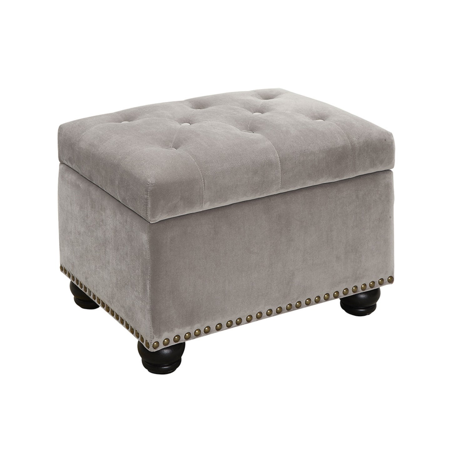 CasaFoyer Designs4Comfort 5th Avenue Storage Ottoman - Stylish & Functional, Button Tufted Lid, Nail Head Trim, Ample Storage Space, Solid Wood Feet
