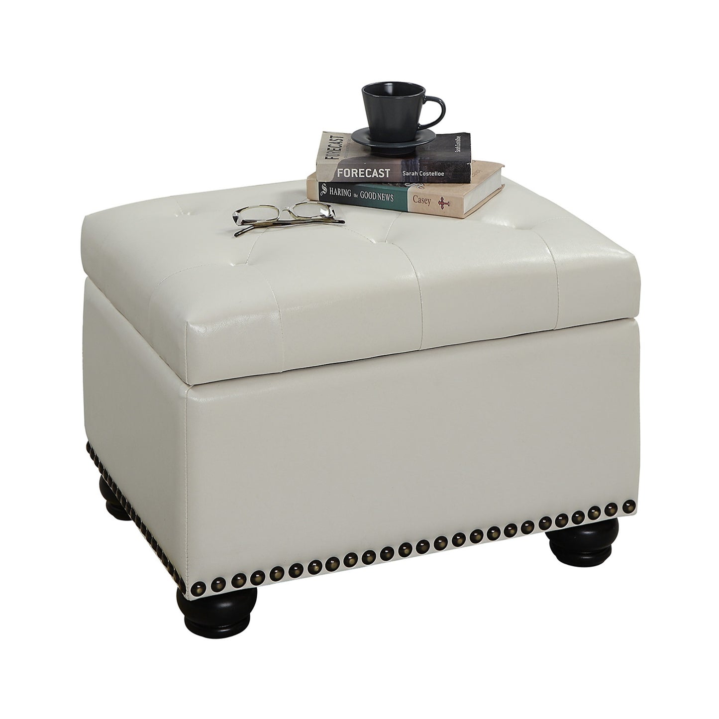 CasaFoyer Designs4Comfort 5th Avenue Storage Ottoman - Stylish & Functional with Ample Storage Space, Button Tufted Lid & Nail Head Trim