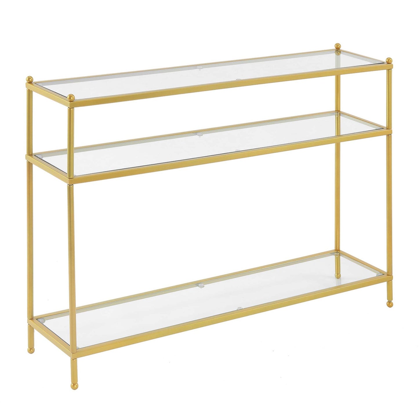 CasaFoyer Royal Crest 3 Tier Glass Console Table - Modern Design, Sturdy Chrome Frame, Spacious Glass Shelves - Upgrade Your Living Room Dcor