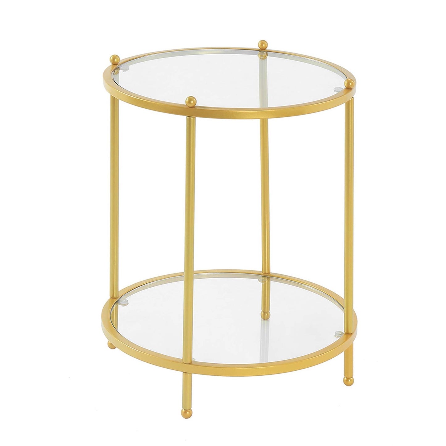 CasaFoyer Royal Crest 2 Tier Round Glass End Table - Modern Chrome Frame, Sleek Design, Ample Storage, Sturdy & Durable
