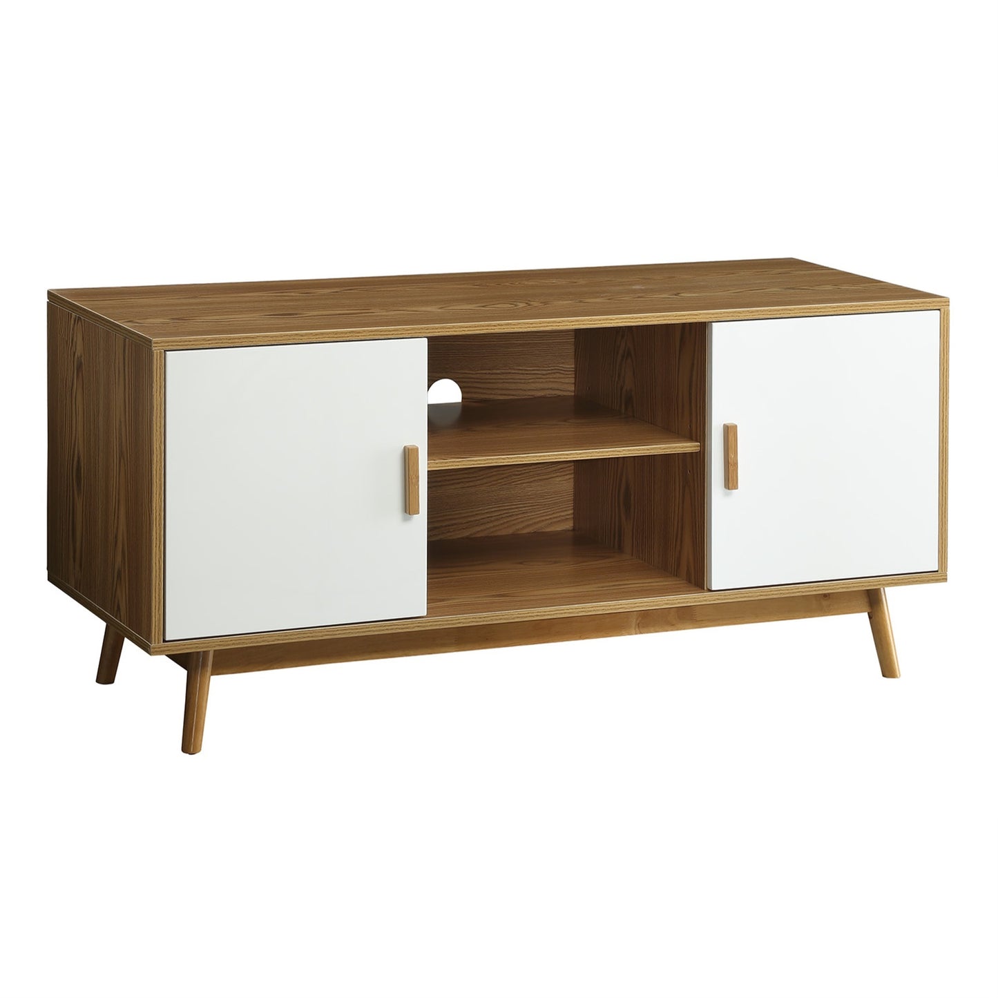CasaFoyer Oslo TV Stand - Spacious Cabinets & Open Shelves for Media Storage & Display - Visually Appealing Design - Enhance Any Decor