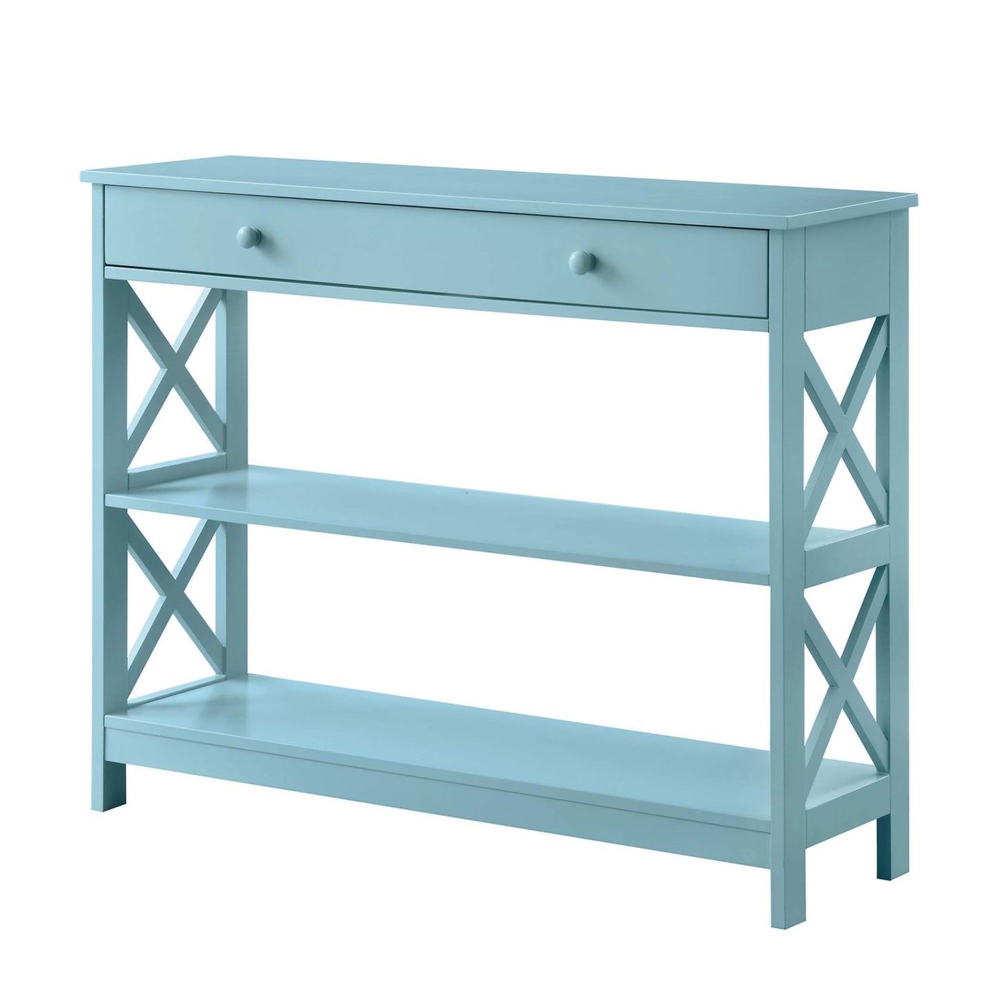 CasaFoyer Stylish Oxford 1 Drawer Console Table with Shelves - Ample Storage, Modern X Pattern Design, Durable Construction - Enhance Your Home Decor