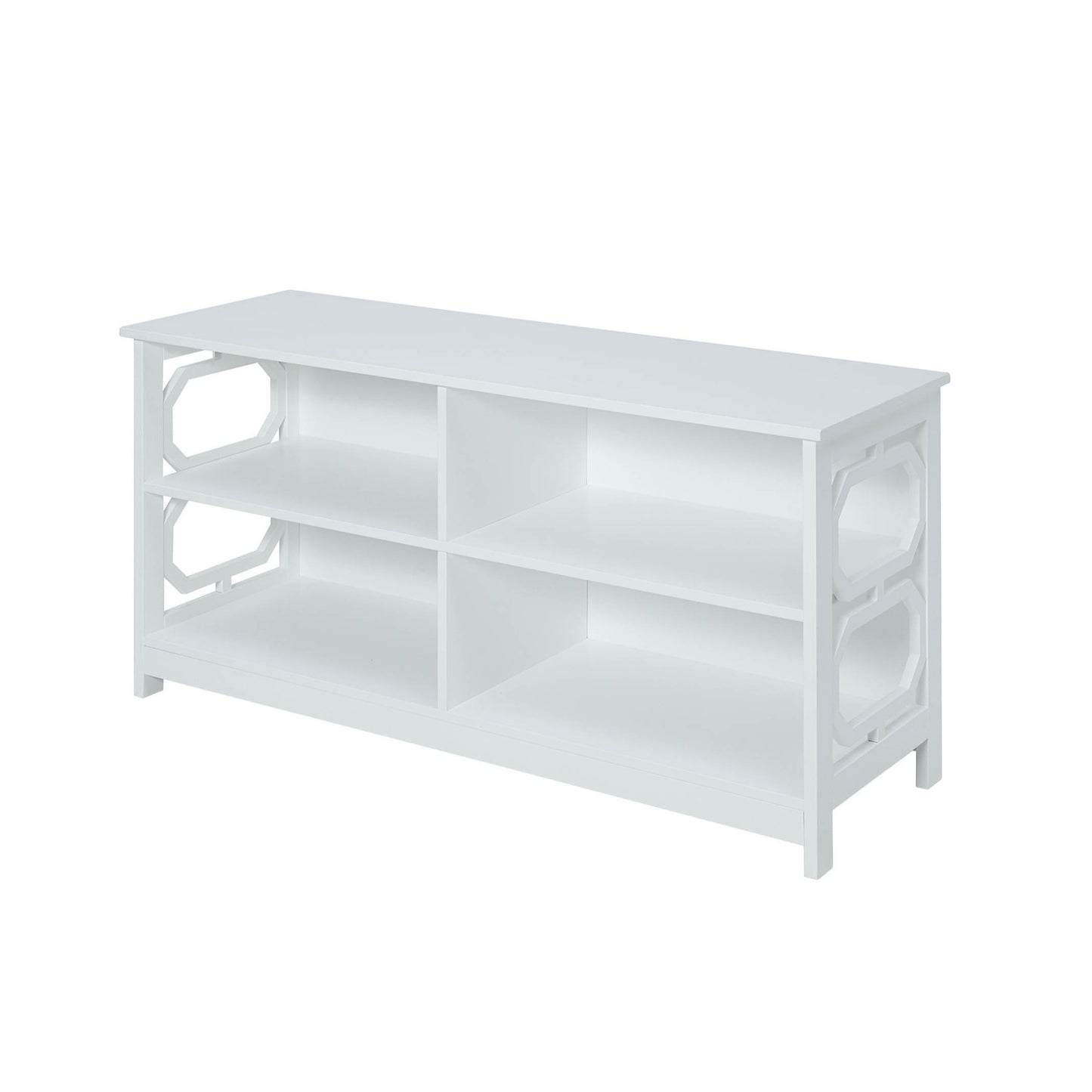 CasaFoyer Omega TV Stand with Shelves - Stylish & Functional Living Room Furniture with 4 Compartments for TV Gaming & Media Essentials. Cable Management & Elegant Octagon Cut Outs. Explore Omega Collection.