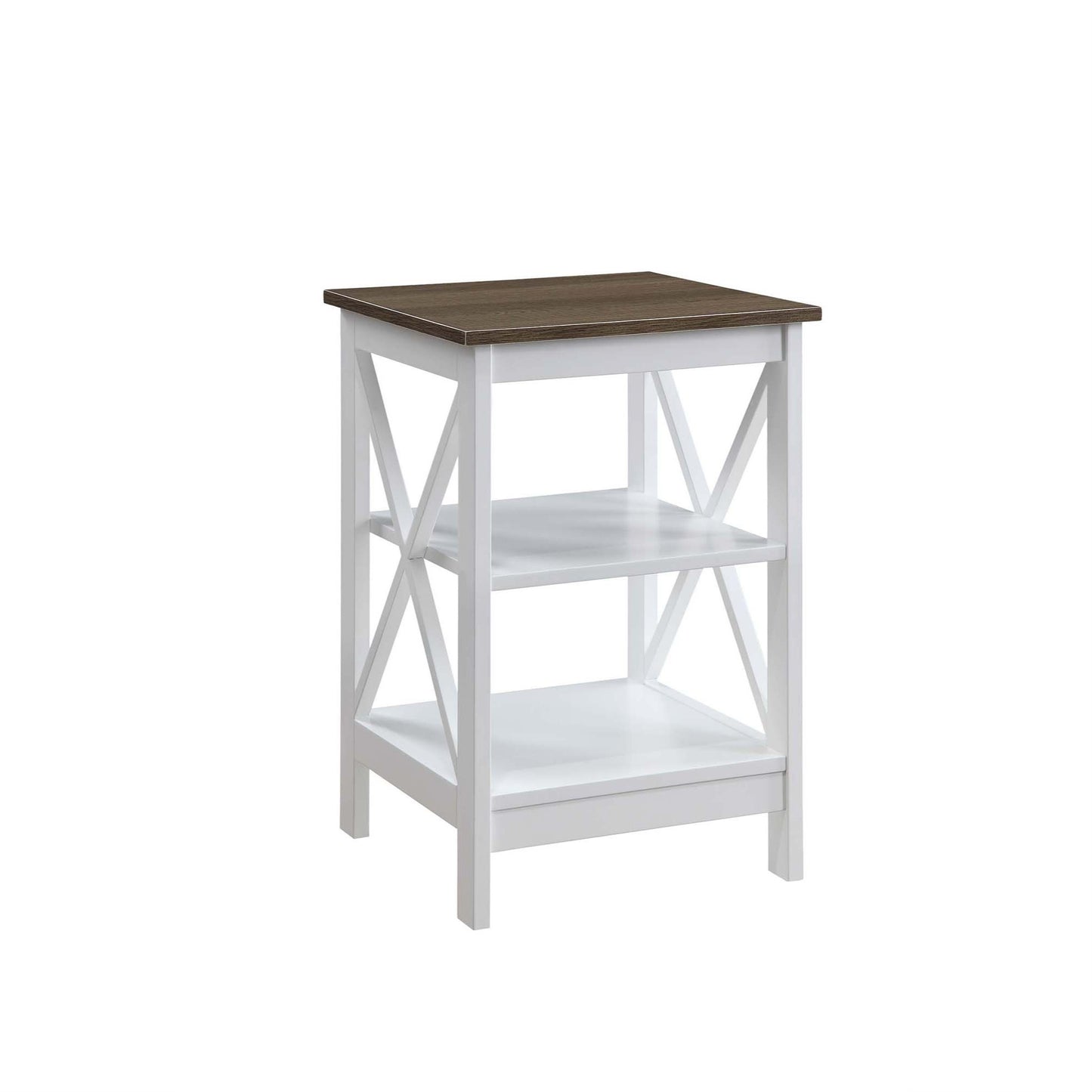 CasaFoyer "Stylish and Versatile Oxford End Table with Shelves - Contemporary X Frame Design - Spacious Storage - Durable and Safe - Oxford Collection"