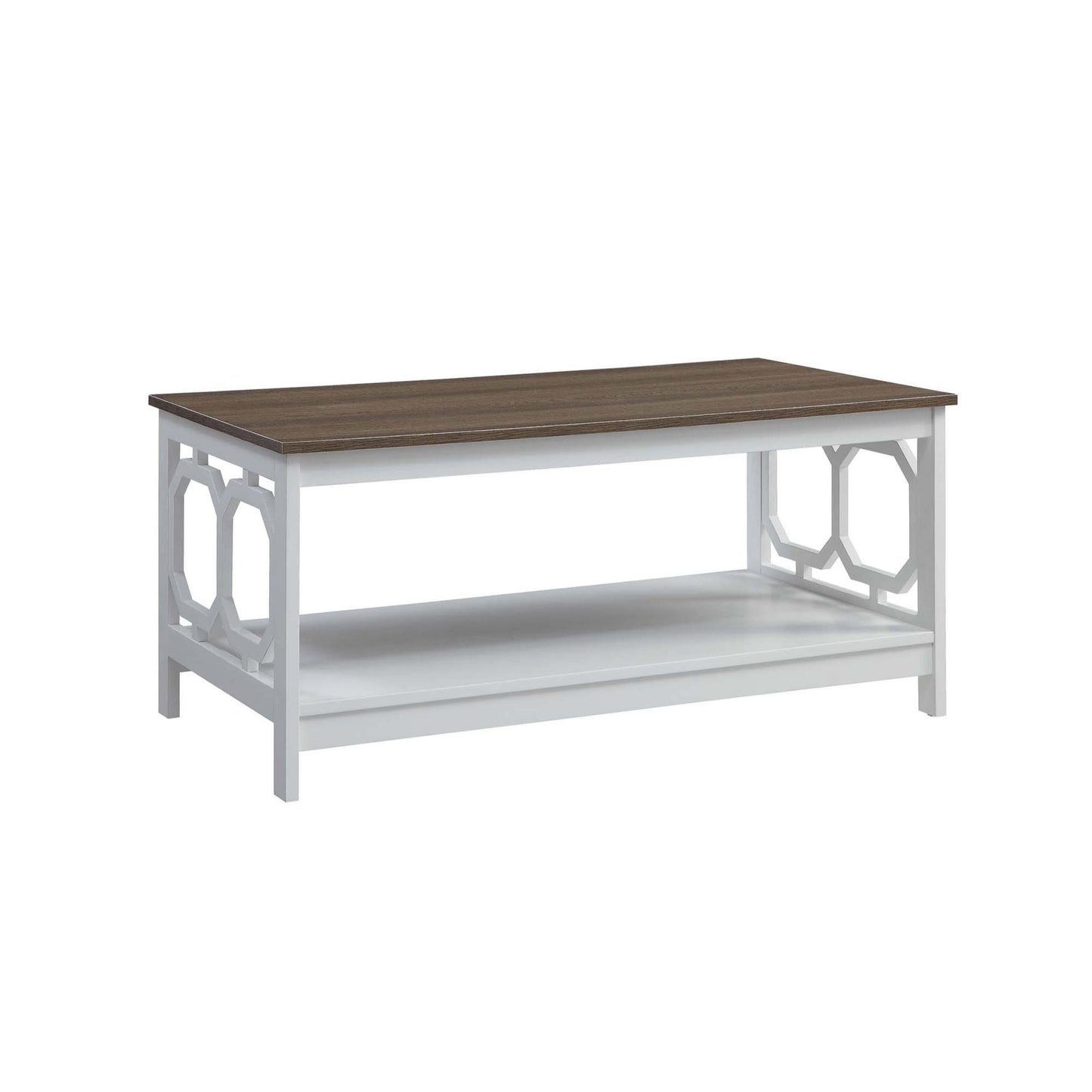 CasaFoyer Omega Coffee Table with Shelf - Stylish and Functional Living Room Furniture with Octagon Cut Outs and Lower Display Space - Durable Construction - Part of the Omega Collection