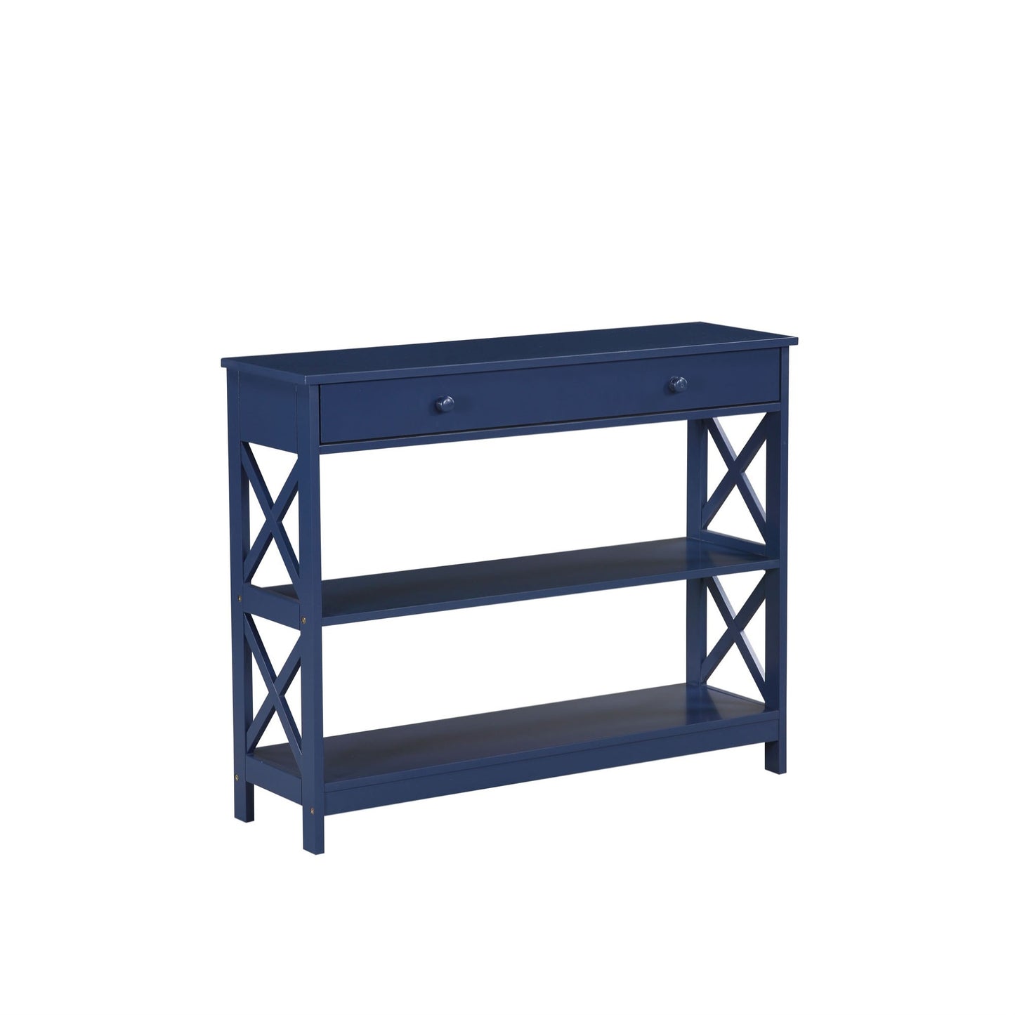 CasaFoyer Stylish and Functional Oxford 1 Drawer Console Table with Shelves - Modern X Pattern Design - Concealed Storage Drawer - Durable and Timeless - Perfect for Any Decor - Part of the Oxford Collection