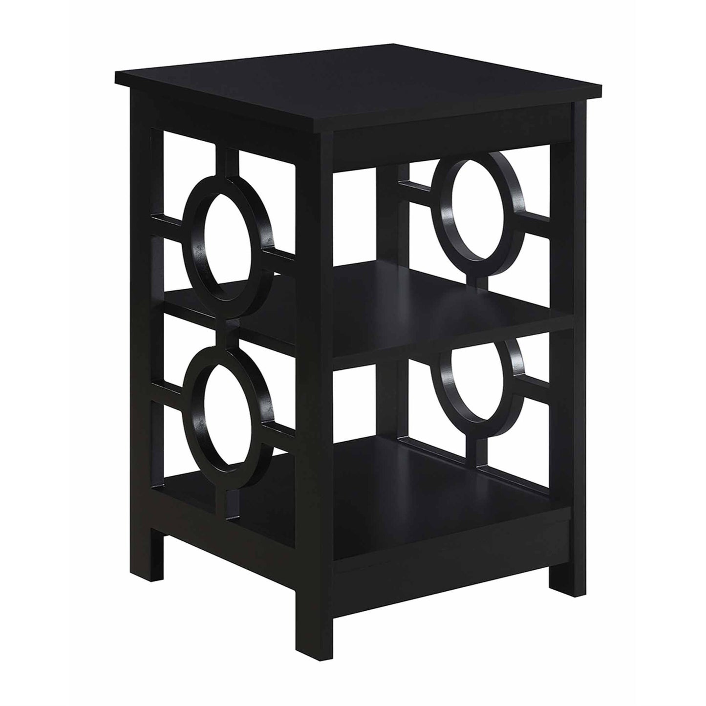 CasaFoyer Stylish and Unique Ring End Table with Shelves - Contemporary Design, 3-Tier Unit, Multiple Finishes - CasaFoyer