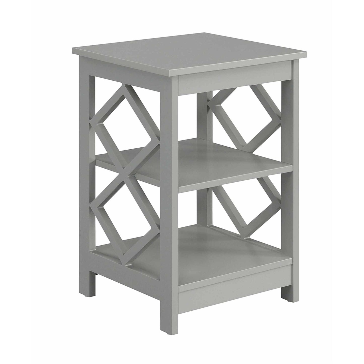 CasaFoyer Diamond End Table with Shelves - Stylish & Functional Contemporary Design, Ample Storage & Display Space, Easy to Clean, Sturdy MDF Frames, Versatile Placement, Quick 5-Step Assembly
