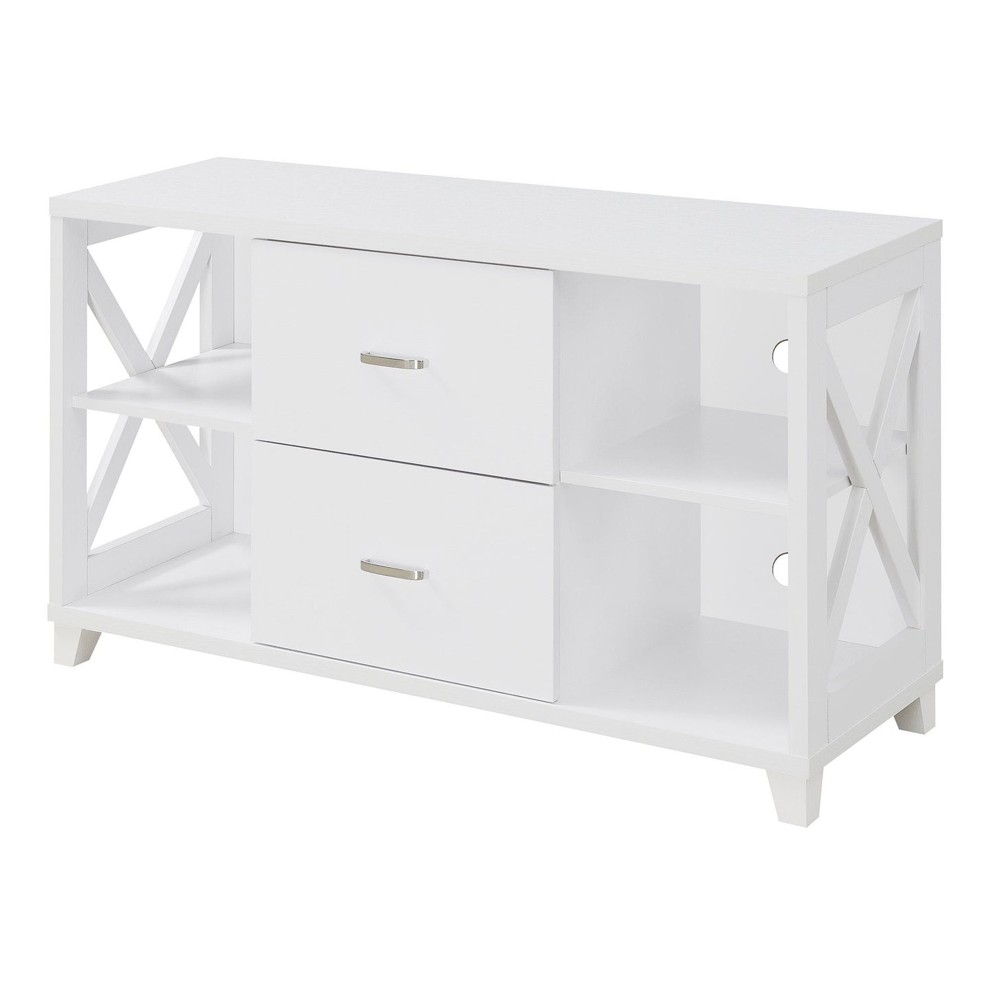 CasaFoyer Oxford Deluxe TV Stand with 2 Drawers and Shelves - Stylish and Functional Entertainment Center for Living Room - Contemporary Design - Easy Assembly - Oxford Collection
