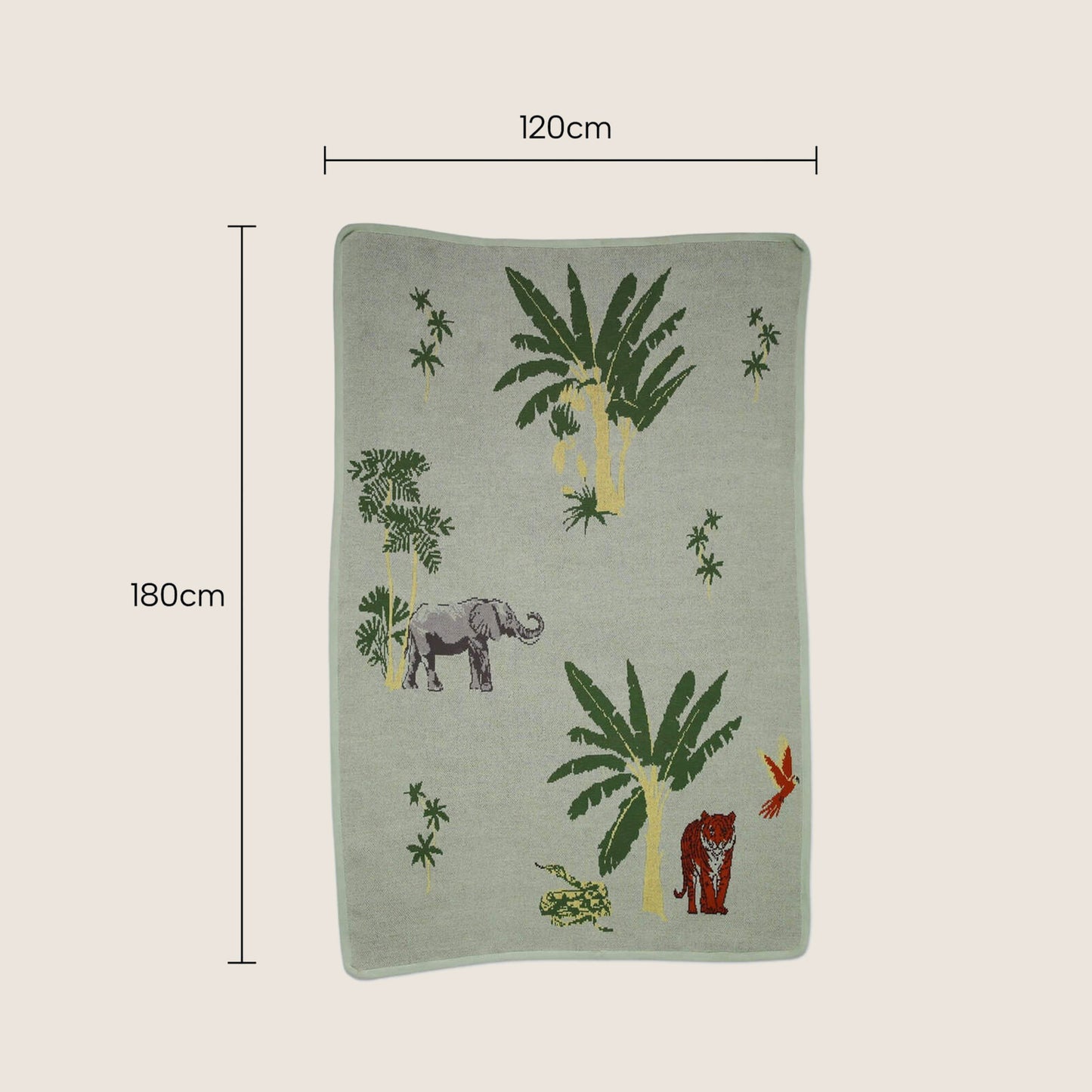 Rugs, Kitchen & Dining Features | Casafoyer Wilderness Adventure Kids Rug - Jungle Theme - 100% Cotton - Soft & Durable - 80x120cm - Sage Green - Inspire Your Child's Imagination | casafoyer.myshopify.com