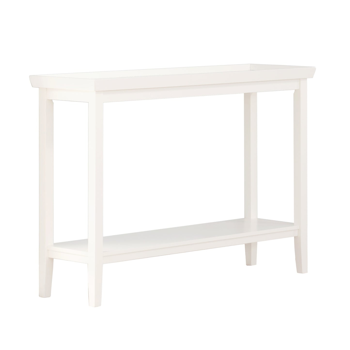 CasaFoyer Ledgewood Console Table with Shelf - Traditional Contemporary Style, Solid Rubberwood and MDF Construction, Rich Veneer Finish, Tray-like Tabletop, Bottom Shelf for Display, Tapered Legs - CasaFoyer