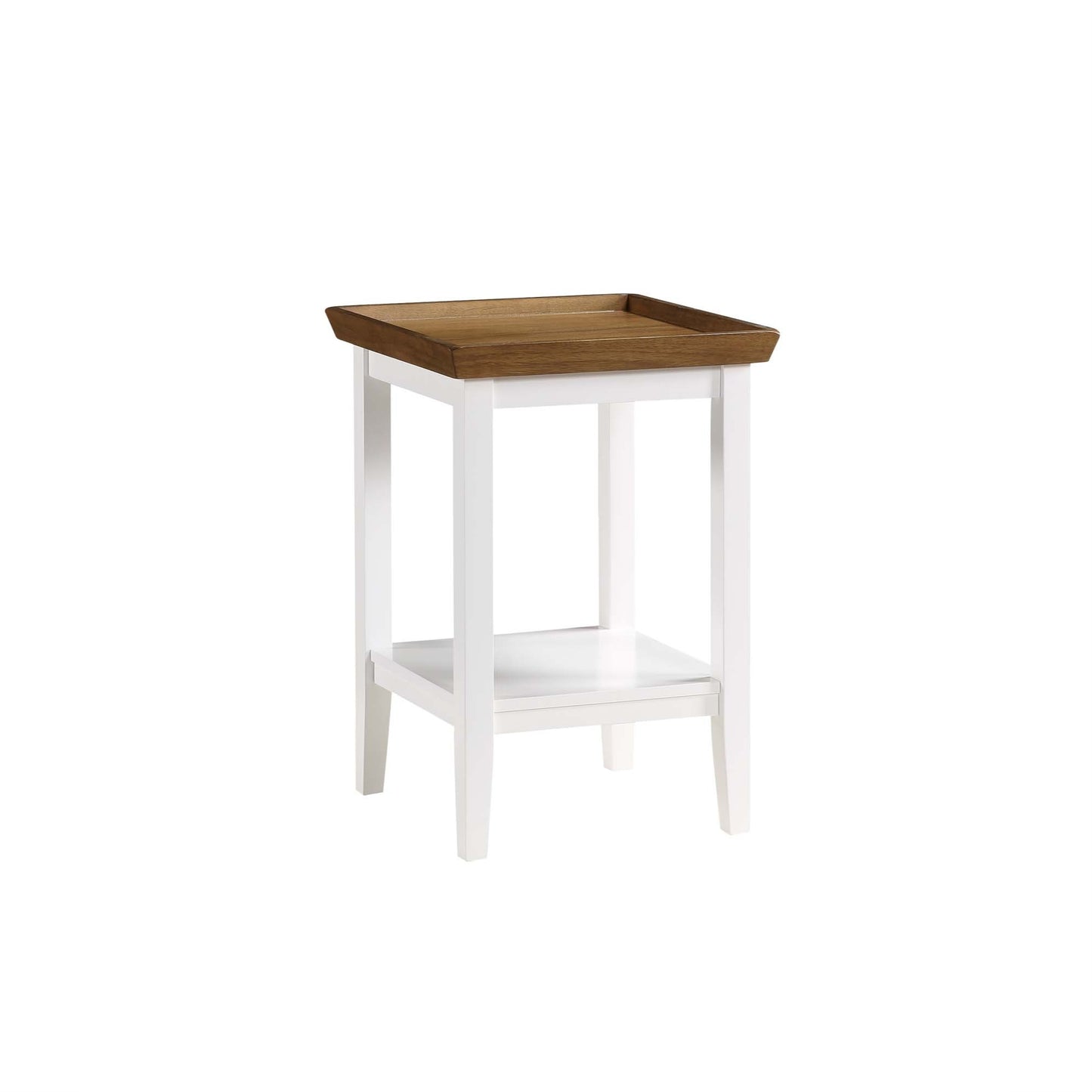 CasaFoyer "Ledgewood End Table with Shelves - Durable Rubberwood Construction - Tray-like Table Top - Bottom Shelf for Storage - Classic Design - Collection"