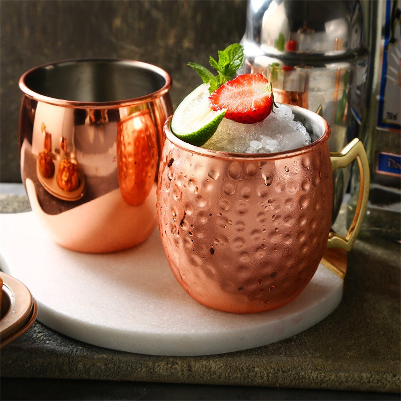 Cocktail glass | CasaFoyer Moscow Mule Cocktail glass |  stainless steel hammer point light body copper plated black cocktail glass | casafoyer.myshopify.com