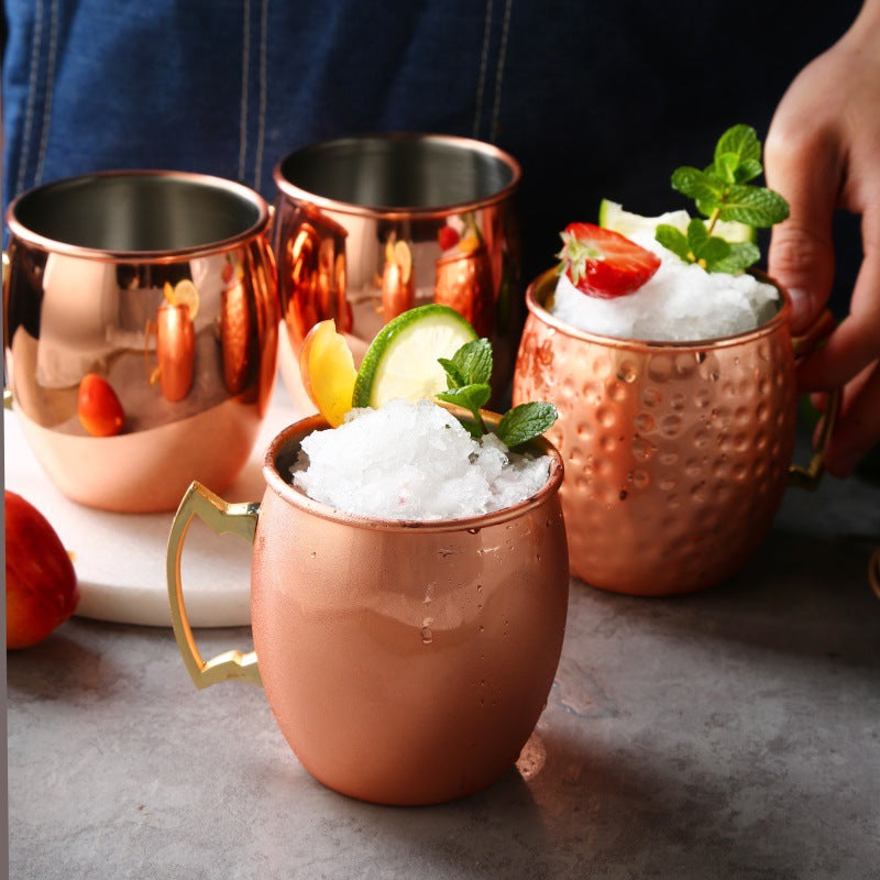 Cocktail glass | CasaFoyer Moscow Mule Cocktail glass |  stainless steel hammer point light body copper plated black cocktail glass | casafoyer.myshopify.com