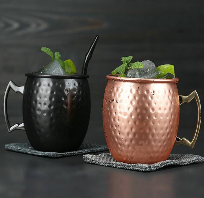 Cocktail glass | CasaFoyer Moscow Mule Cocktail glass |  stainless steel hammer point light body copper plated black cocktail glass | casafoyer.myshopify.com