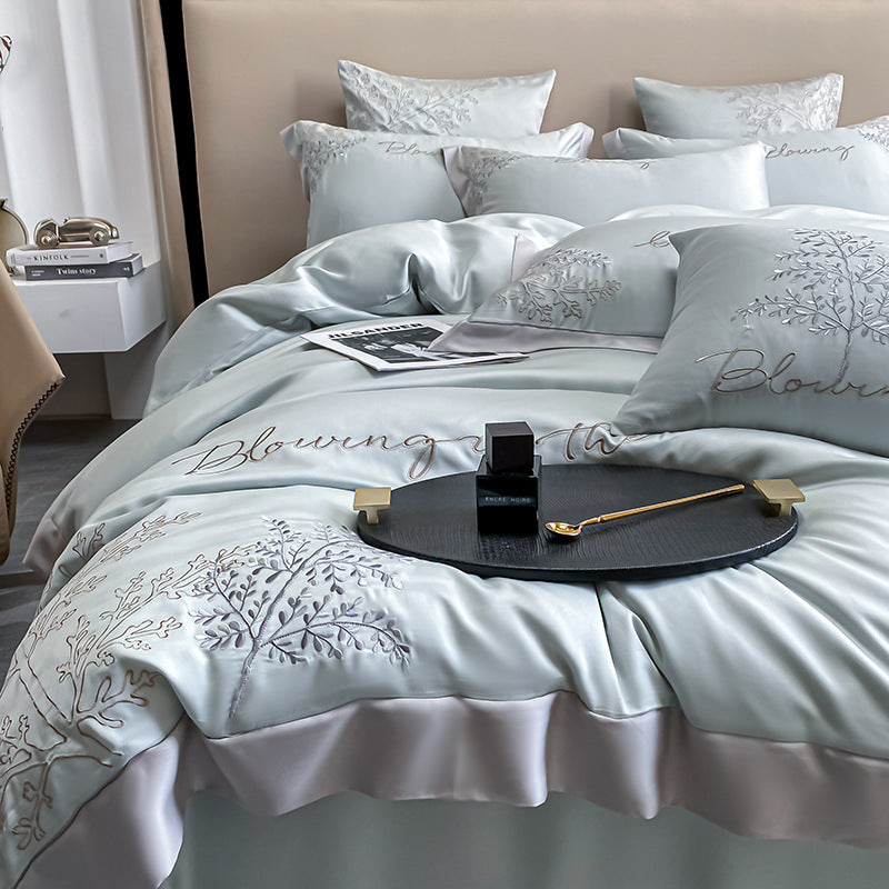 Bed Linen | CasaFoyer High-end Embroidered Lyocell Fiber Bedding Four-piece Set | casafoyer.myshopify.com