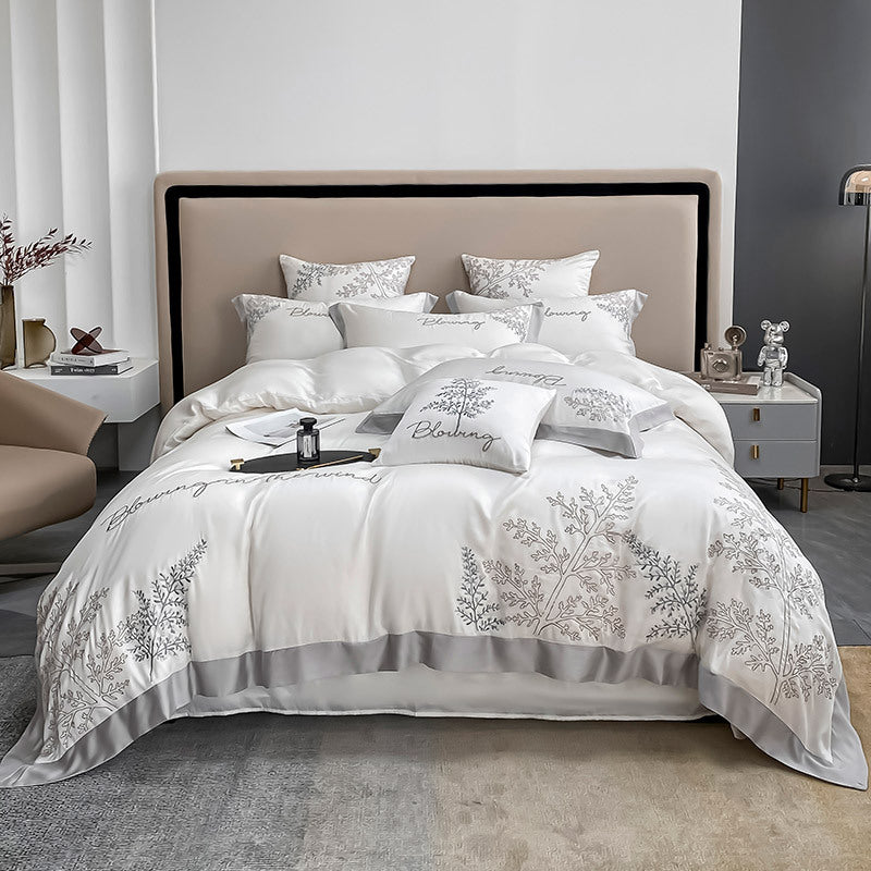 Bed Linen | CasaFoyer High-end Embroidered Lyocell Fiber Bedding Four-piece Set | casafoyer.myshopify.com