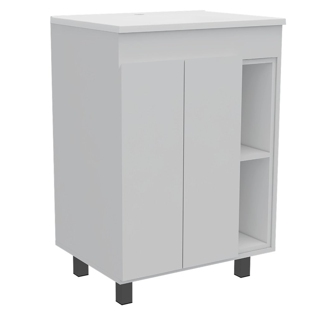 Dresser | Vanity Akron, Double Door Cabinet, White Finish | casafoyer.myshopify.com