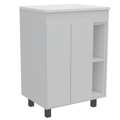 Dresser | Vanity Akron, Double Door Cabinet, White Finish | casafoyer.myshopify.com