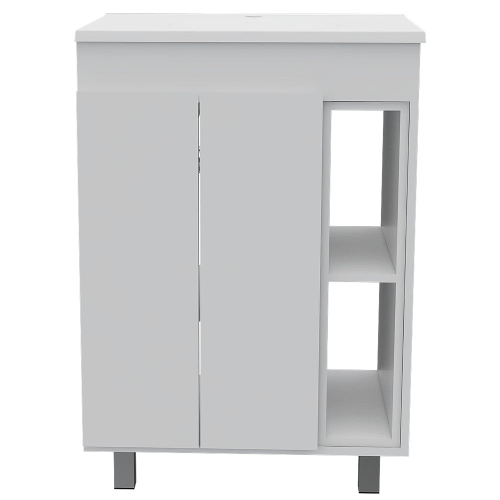 Dresser | Vanity Akron, Double Door Cabinet, White Finish | casafoyer.myshopify.com