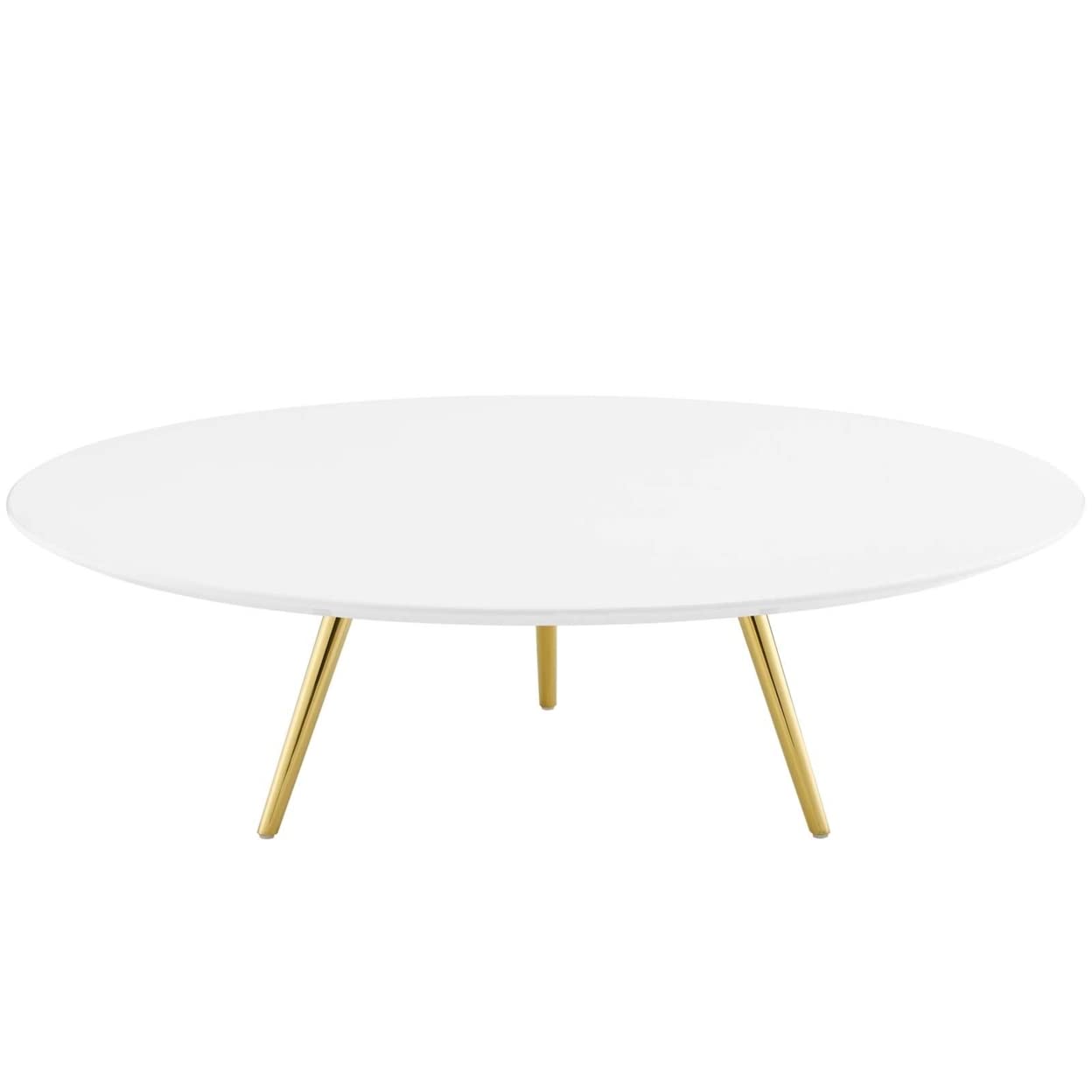 coffee tables | Ergode Lippa 47 Round Coffee Table | Timeless Design | White Lacquered Top | Gold Tripod Base | Perfect for Living Room, Lounge, or Home Office | casafoyer.myshopify.com