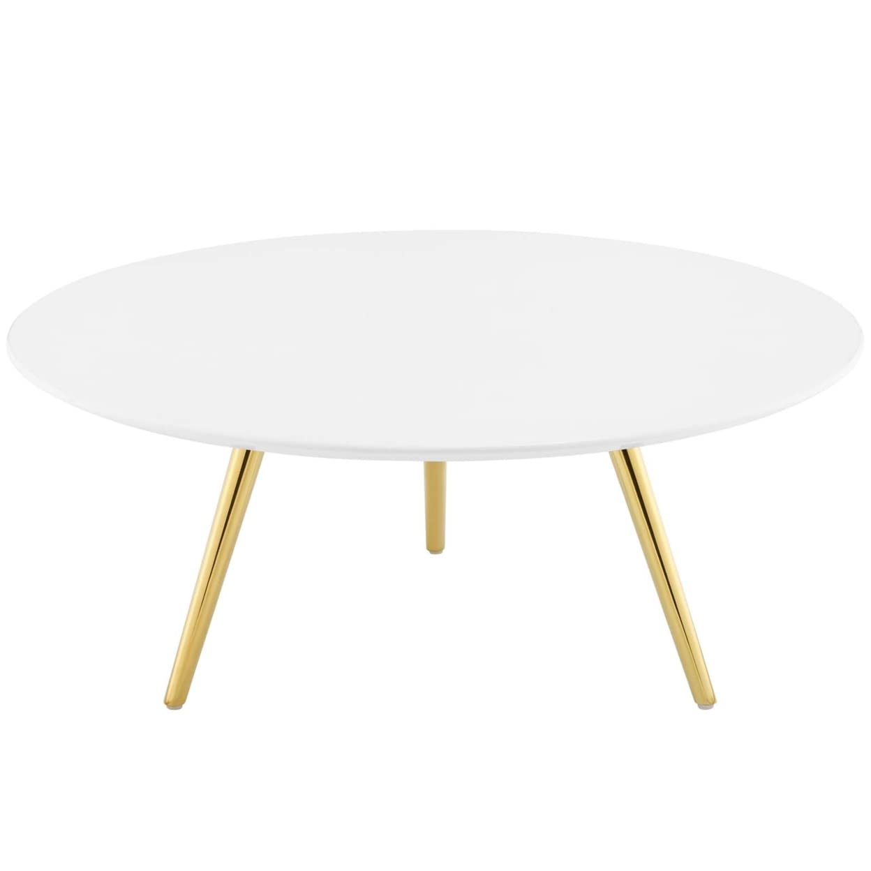 coffee tables | Ergode Lippa 36 Round Coffee Table | Timeless Design | White Lacquered Top | Gold Tripod Base | Perfect for Living Room, Lounge, or Home Office | casafoyer.myshopify.com