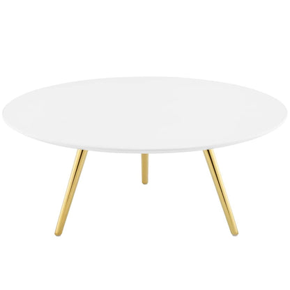 coffee tables | Ergode Lippa 36 Round Coffee Table | Timeless Design | White Lacquered Top | Gold Tripod Base | Perfect for Living Room, Lounge, or Home Office | casafoyer.myshopify.com
