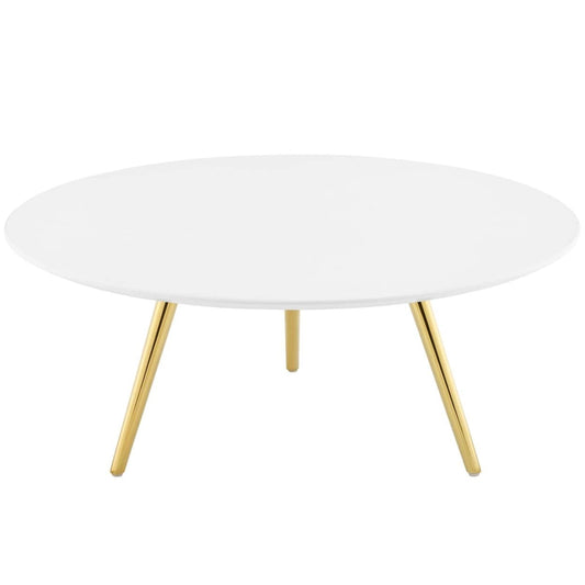 coffee tables | Ergode Lippa 36 Round Coffee Table | Timeless Design | White Lacquered Top | Gold Tripod Base | Perfect for Living Room, Lounge, or Home Office | casafoyer.myshopify.com