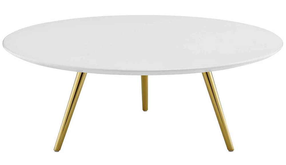 coffee tables | Ergode Lippa 40 Round Coffee Table | Timeless Design | White Lacquered Top | Gold Tripod Base | Perfect for Living Room, Lounge, or Home Office | casafoyer.myshopify.com