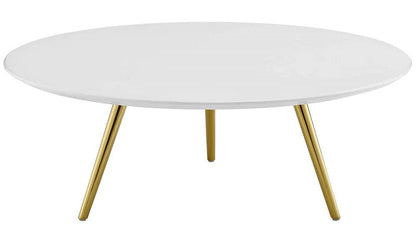 coffee tables | Ergode Lippa 40 Round Coffee Table | Timeless Design | White Lacquered Top | Gold Tripod Base | Perfect for Living Room, Lounge, or Home Office | casafoyer.myshopify.com