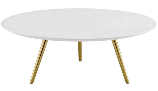 coffee tables | Ergode Lippa 40 Round Coffee Table | Timeless Design | White Lacquered Top | Gold Tripod Base | Perfect for Living Room, Lounge, or Home Office | casafoyer.myshopify.com