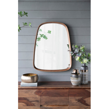 Wall mirror | 27"x37" Irrgeular Mirror with Wood Frame, Wall Mirror for Living Room Bathroom Entryway | casafoyer.myshopify.com